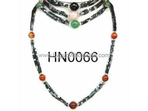 Assorted Colored Semi precious Stone Beads Hematite Cube Beads Stone Chain Choker Fashion Women Necklace